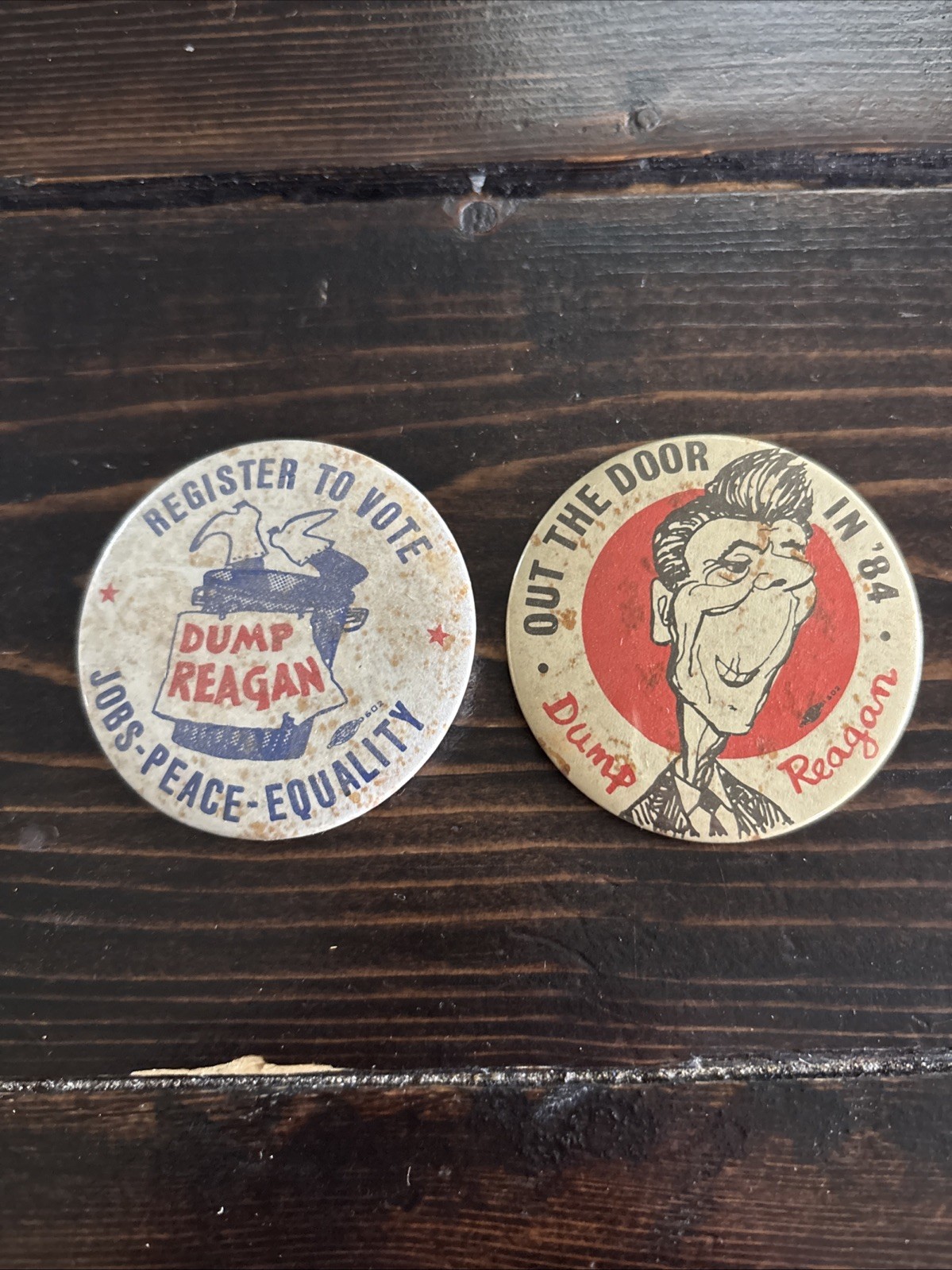 Lot 2 Anti Ronald Reagan 1980s Political Cause Pins Buttons Campaign President