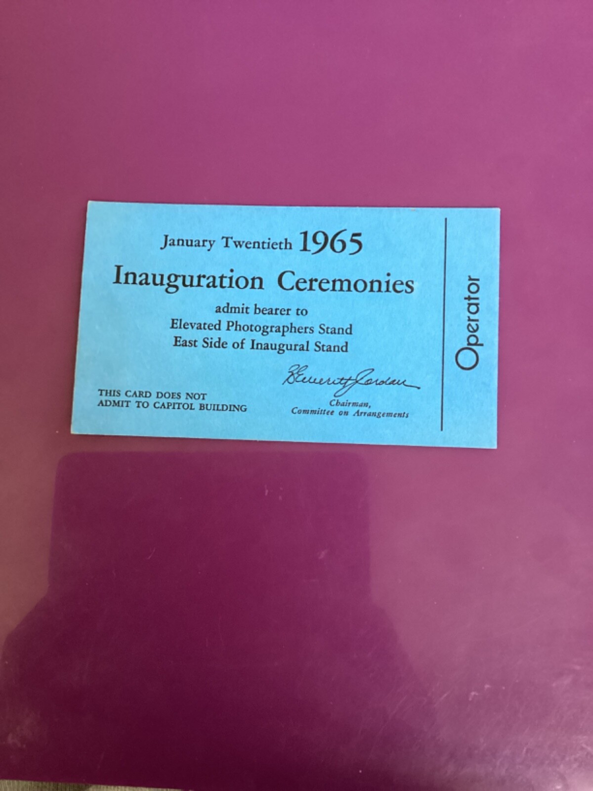 1965 Presidential Inauguration Media President LBJ LYNDON JOHNSON /VP Humphrey