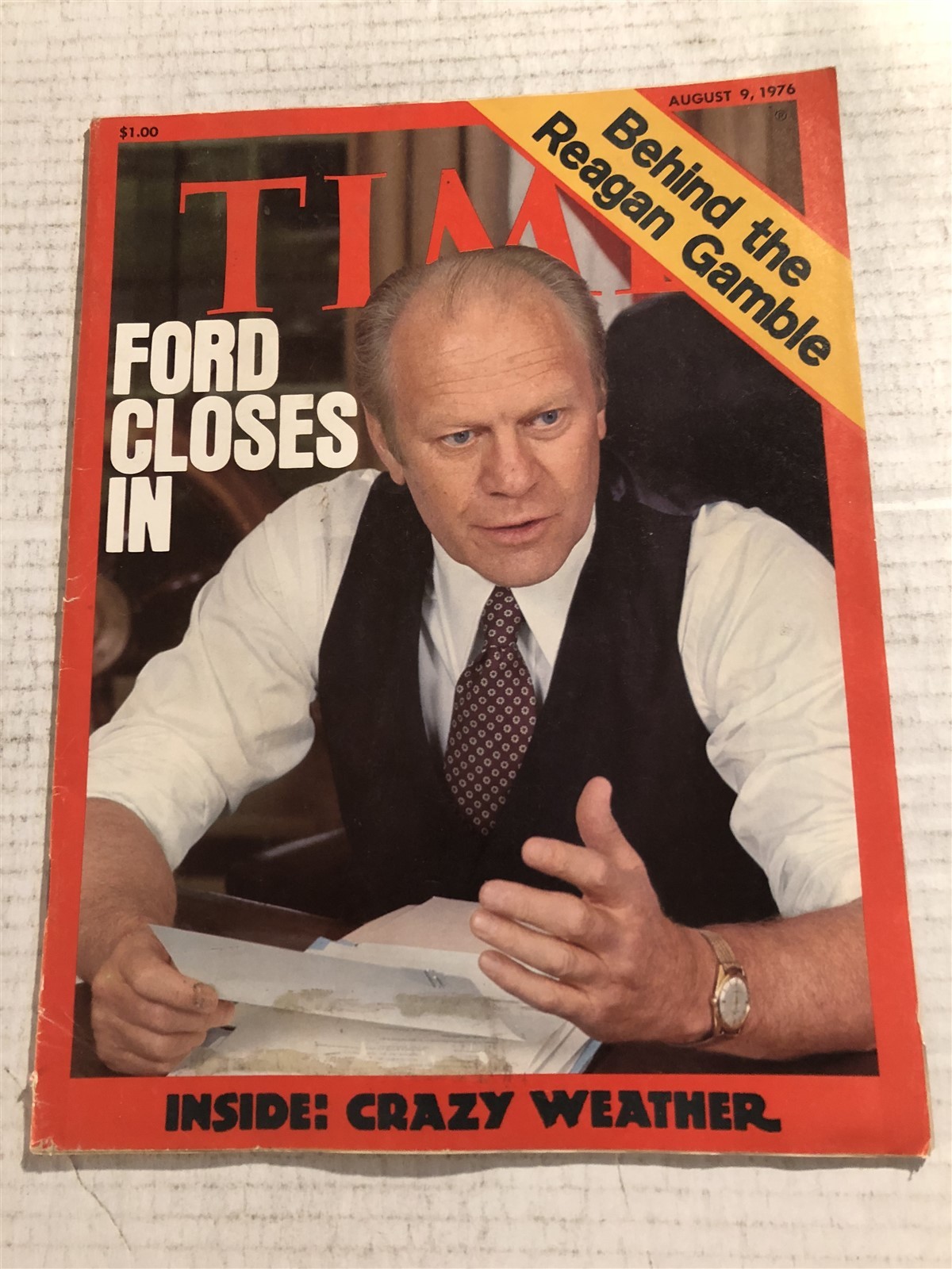 1976 TIME Magazine President GERALD FORD Pres FORD CLOSES IN ON REAGAN No Label