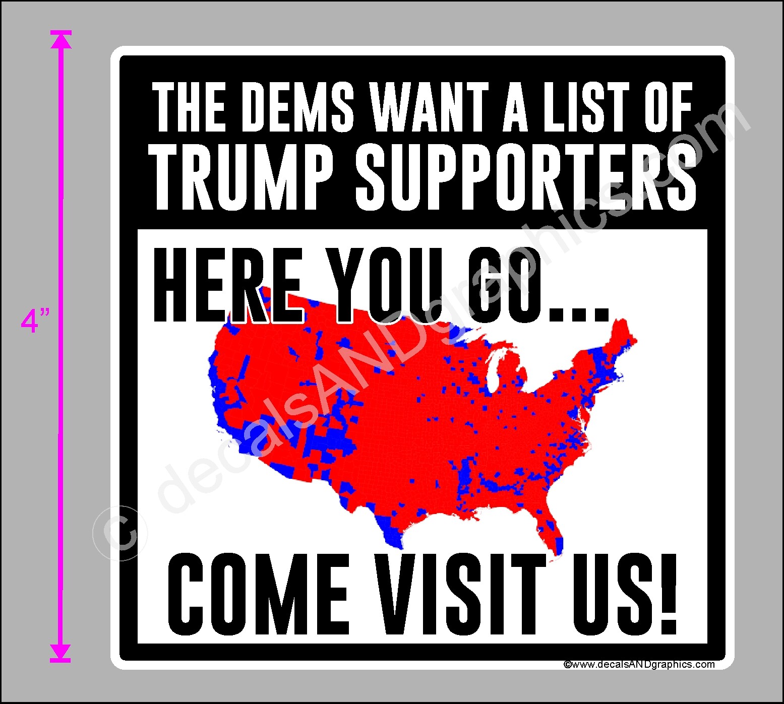 TRUMP 2020 STICKER TRUMP SUPPORTERS VISIT US ANTI BIDEN ANTI DEMOCRAT DECAL