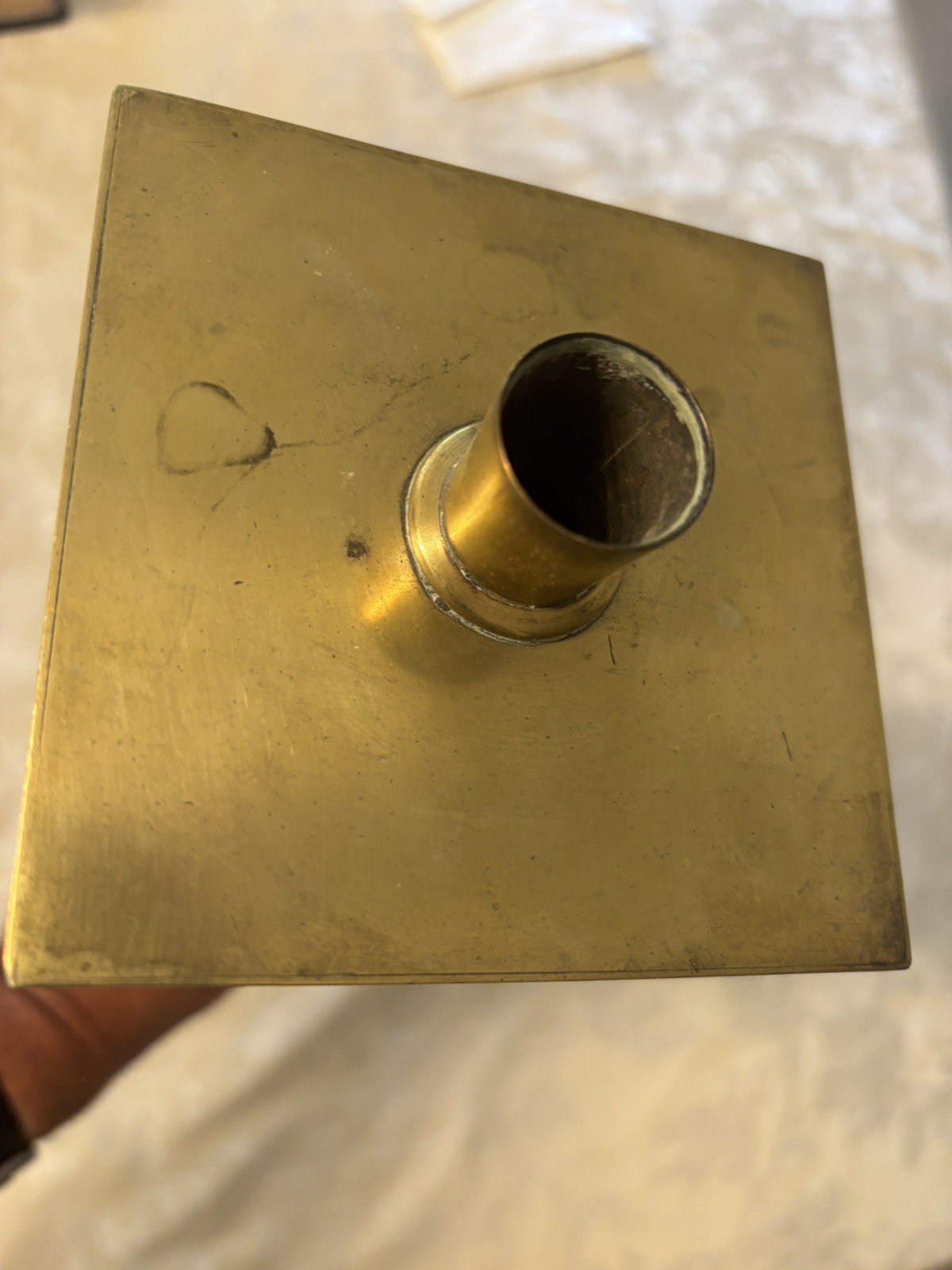 Antique Square Brass Political Campaign Parade Torch Mahogany Handle