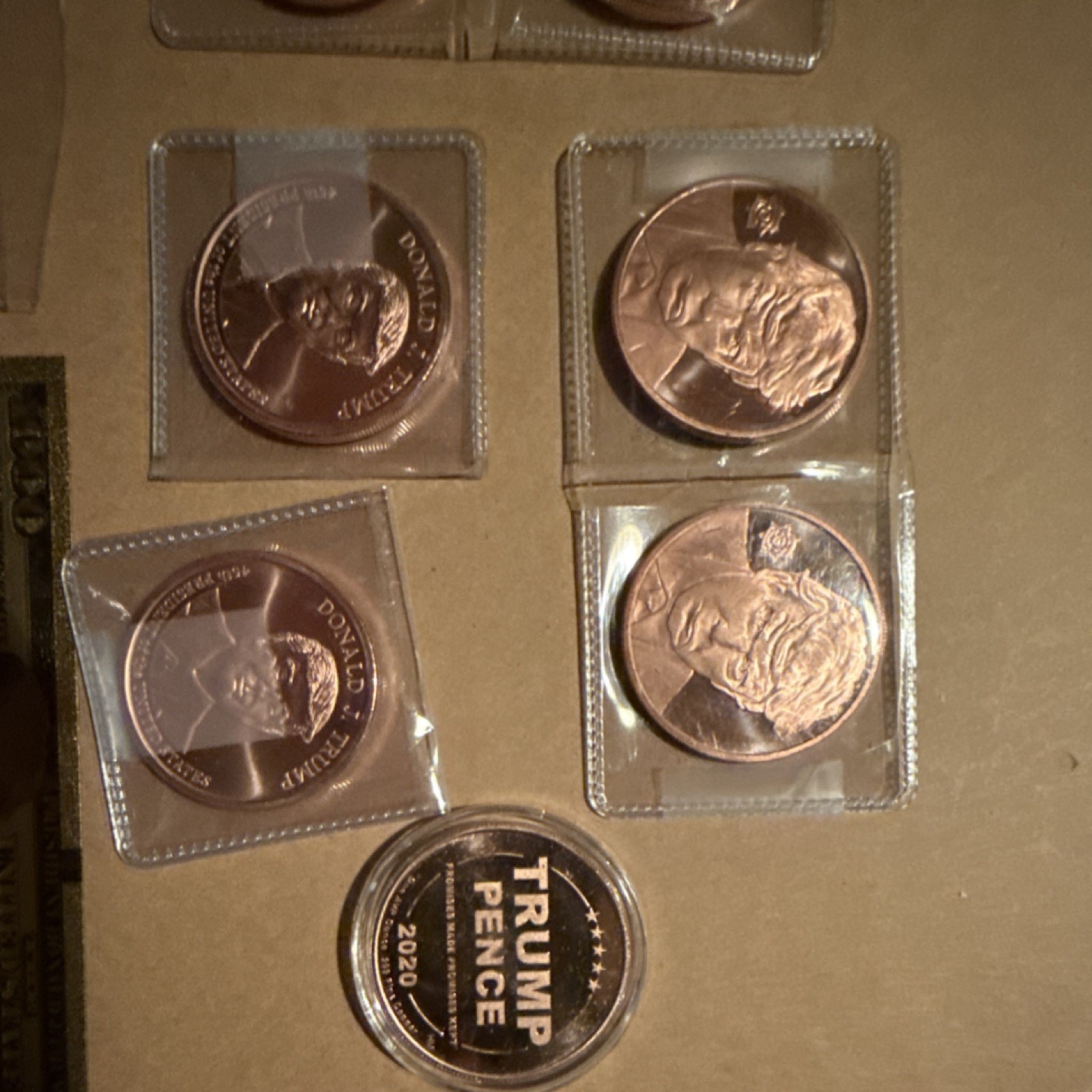 Donald Trump Commemorative copper Coin & Novelty Bill 12 item lot