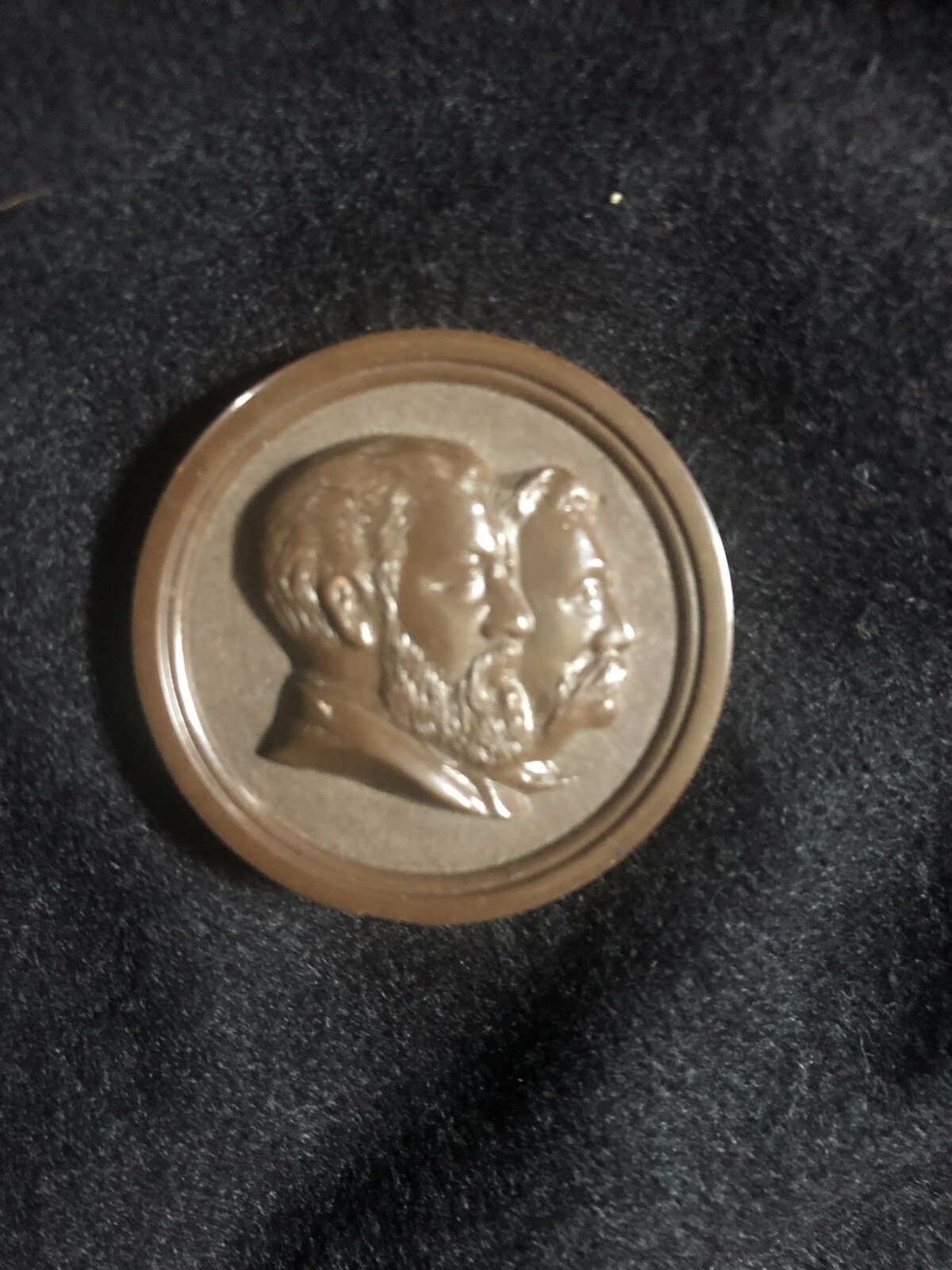 James G. Blaine & John A Logan 1884 Presidential Campaign Hard Rubber Pin