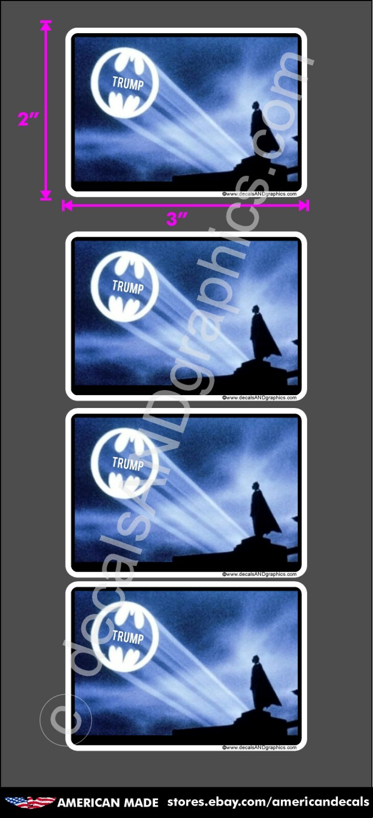 TRUMP 2020 2024 STICKER 4 PACK* SMALL BATMAN DISTRESS SOS ANTI DEMOCRAT DECAL