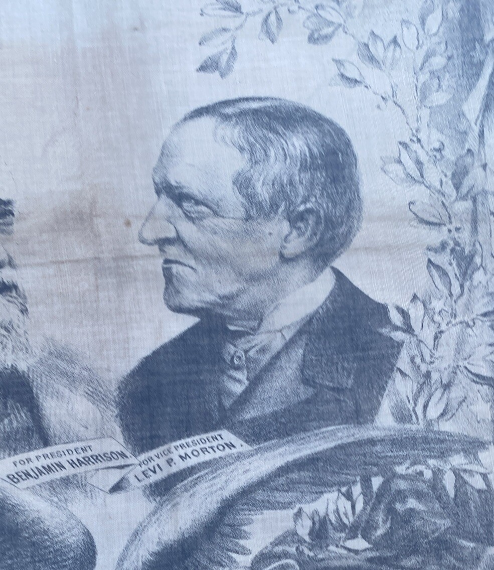1888 Benjamin Harrison & Morton Republican Presidential Campaign Handkerchief
