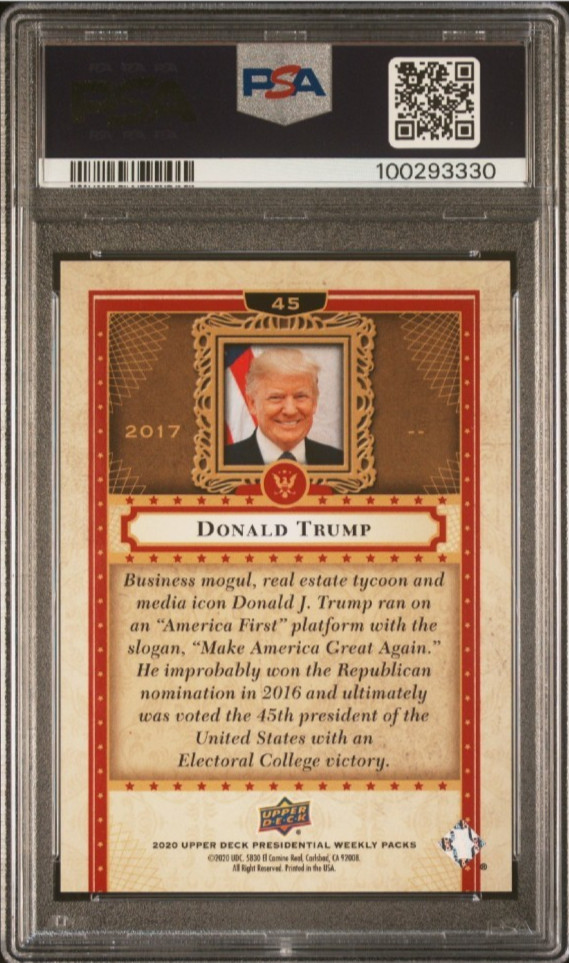 2020 Upper Deck Presidential Weekly #45 Donald Trump Card PSA 10 Gem Mint MAGA
