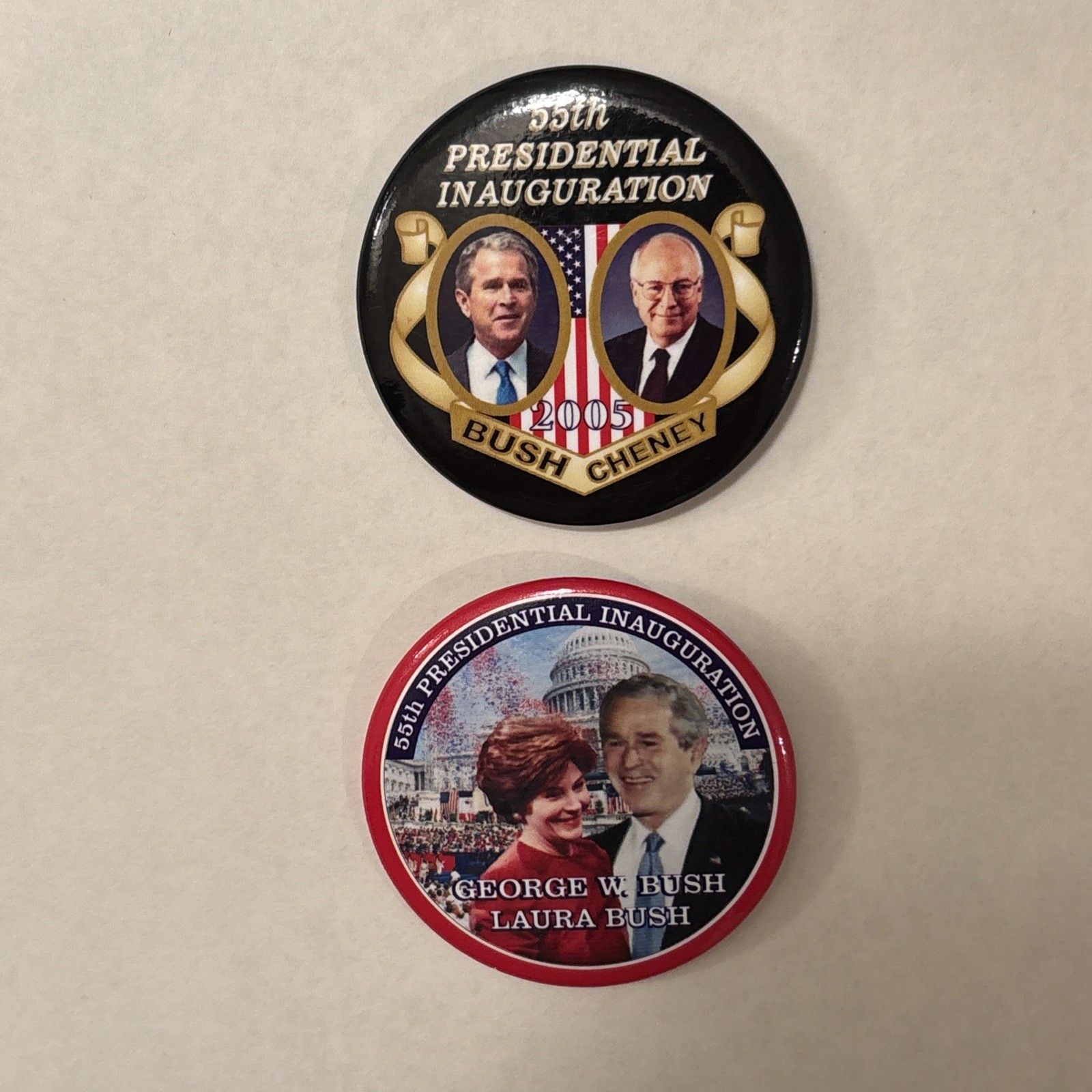 Pair Of 2005 George W Bush Inauguration Political Campaign Buttons (AH)