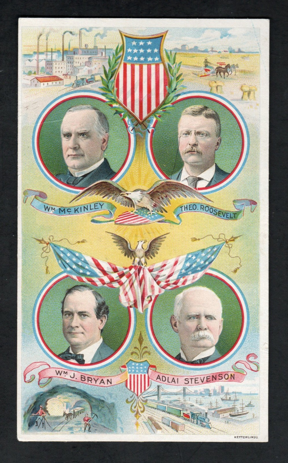 1900 Trade Card – Political Presidential Campaign Ad Card McKinley Roosevelt