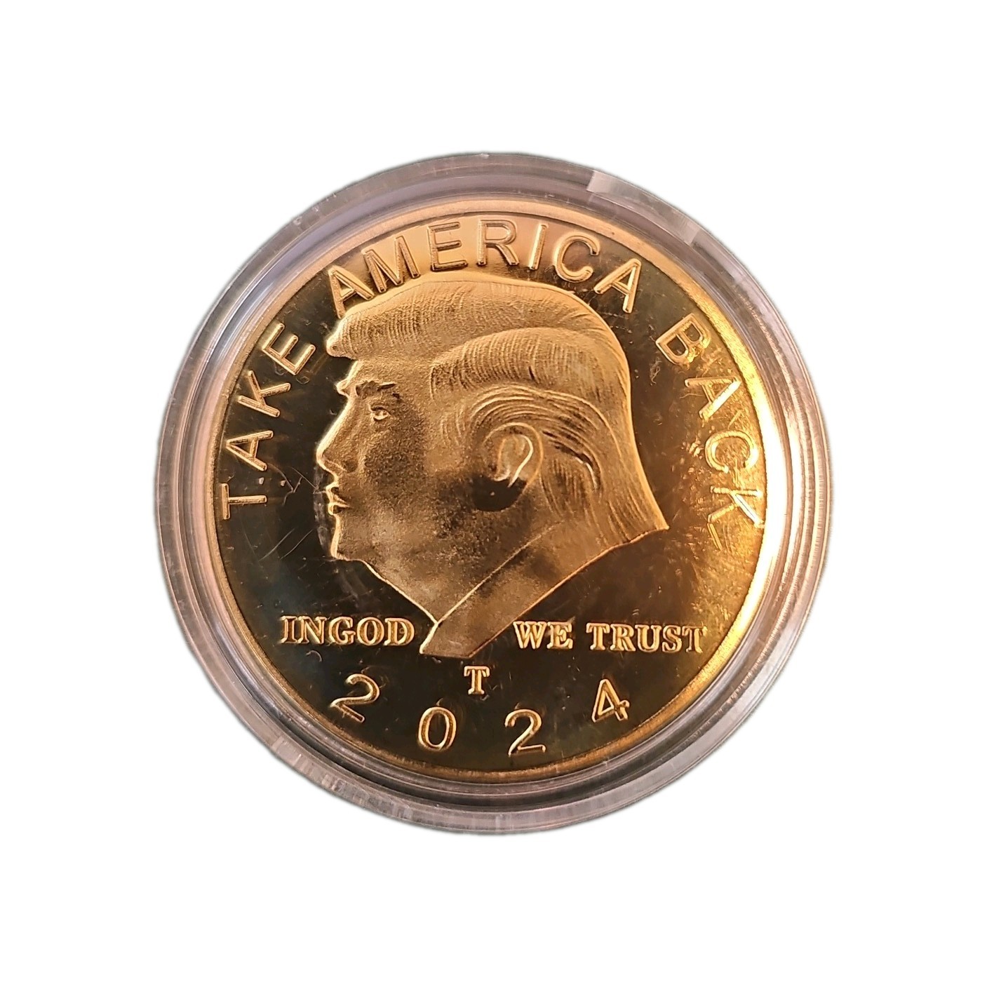 “2024 Donald Trump” Gold Clad Coin “TAKE AMERICA BACK” in case