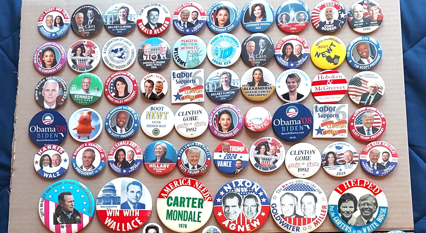 100+ Presidential Local Cause Campaign Buttons Trump Obama Reagan Nixon Cater ++