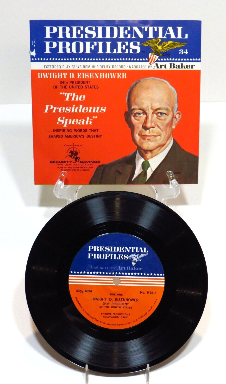 Presidential Profiles Dwight D. Eisenhower 33 1/3 Vinyl Album Vintage 1966 Nice!