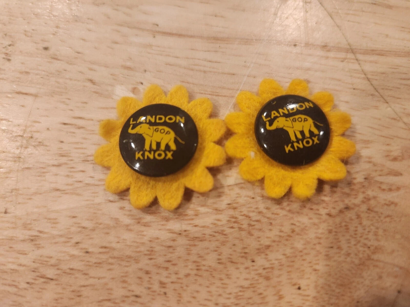 Antique 1936 Landon Knox President Campaign Button Pin Sunflower Pinback 3/4″
