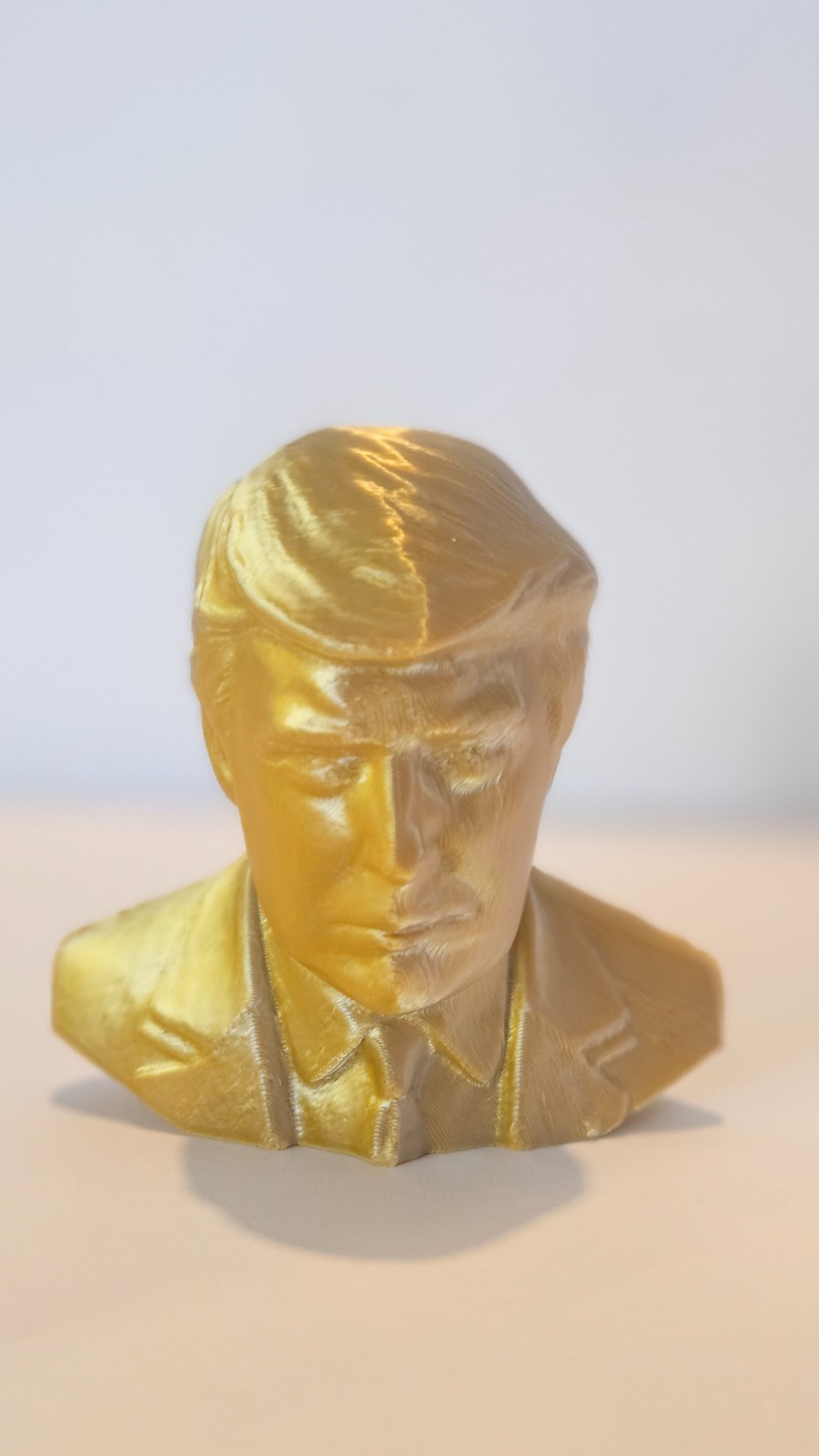Donald Trump Bust Figurine 3″ Tall, PLA Plastic, Silky Gold/Silver