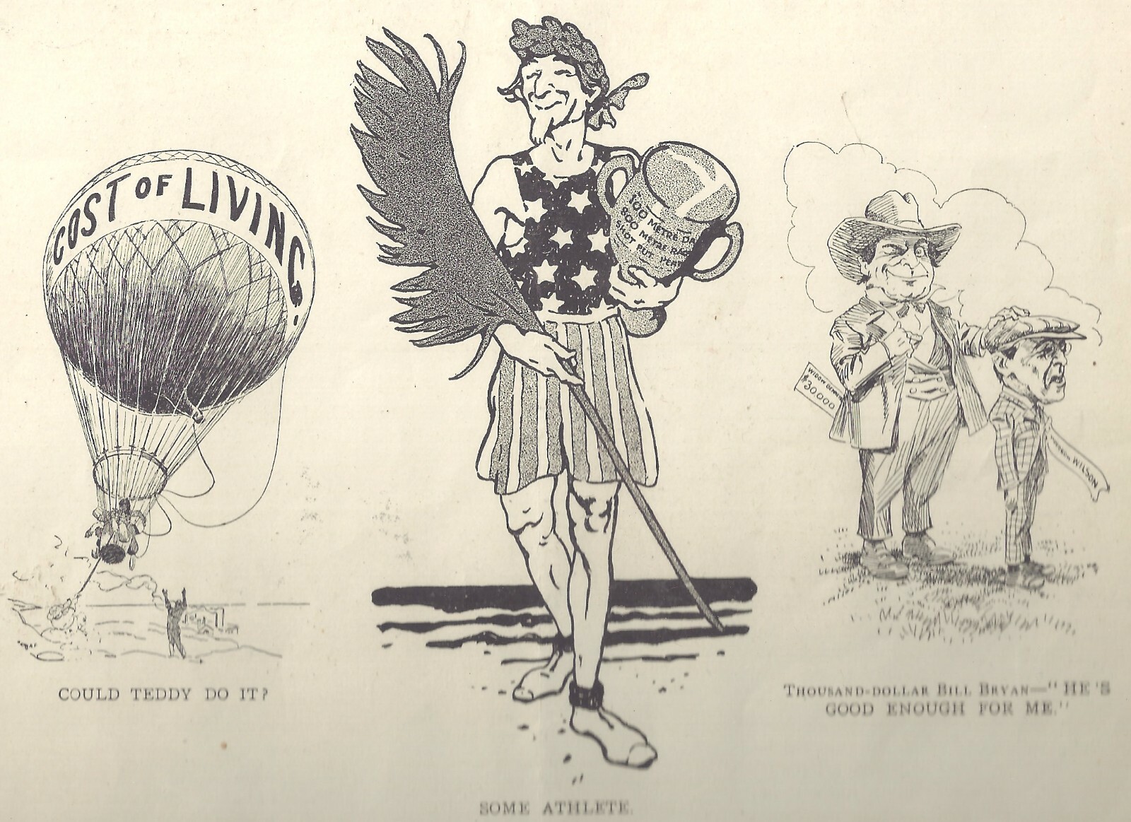 1904 Judge Magazine Political Billboard Illus. Teddy Roosevelt, WILSON, WJ Bryan