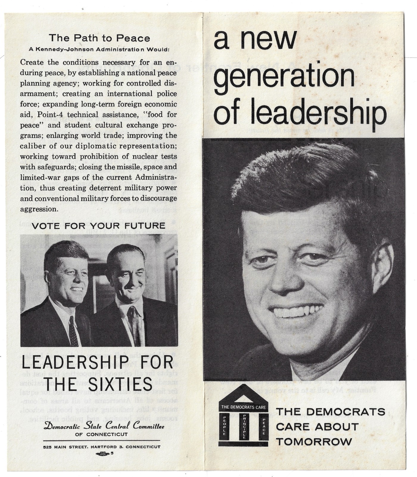 1960 Connecticut Release John Kennedy Presidential Campaign Slogan Pamphlet