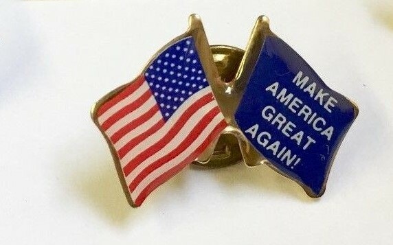 LOT OF 50 DONALD TRUMP MAKE AMERICA GREAT AGAIN LAPEL PIN US FLAG WITH SLOGAN