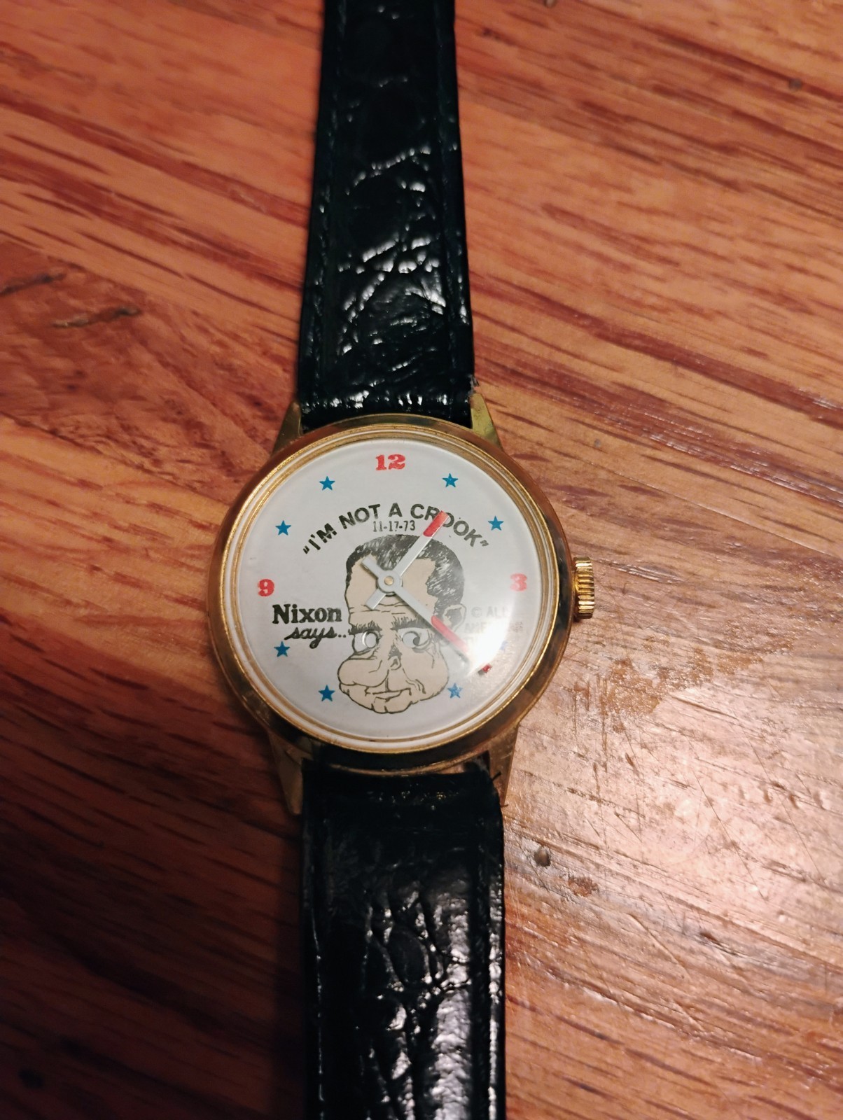 Richard Nixon ‘I’m Not a Crook’ & Spiro Agnew Political Watches Leather Steel