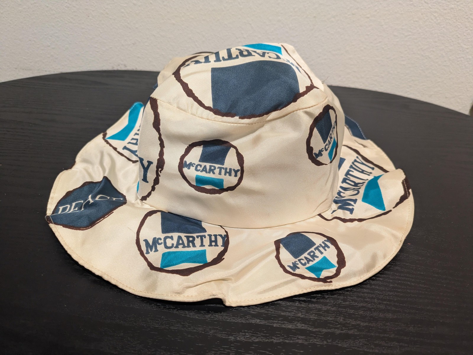 Vintage McCarthy Political Campaign Fabric Bucket Hat Peace Logo White 1968 Rare