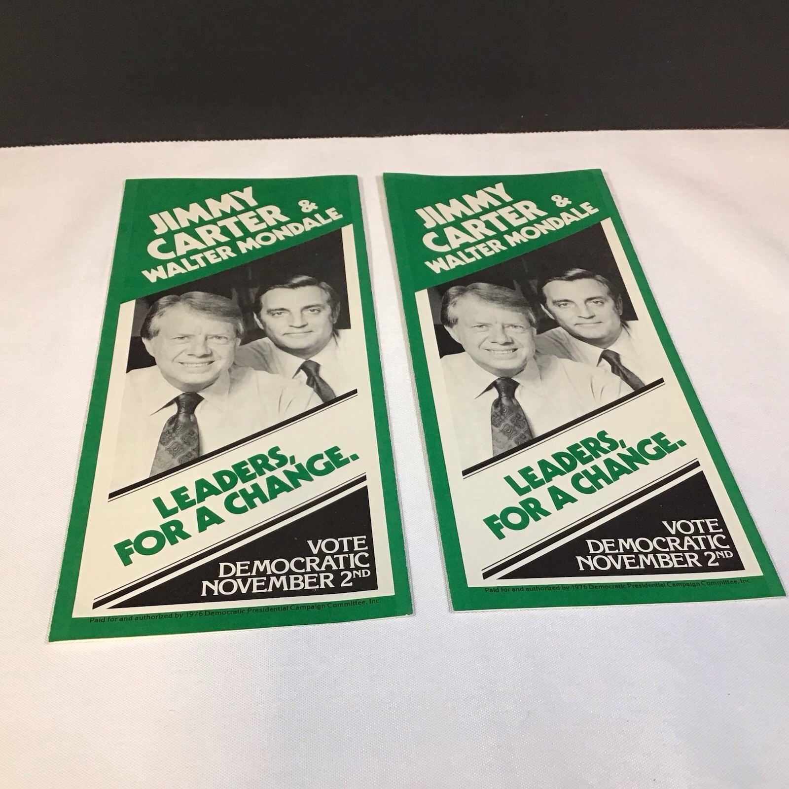Jimmy Carter Walter Mondale Leaders For A Change Campaign Flyer 1976 Lot of 2