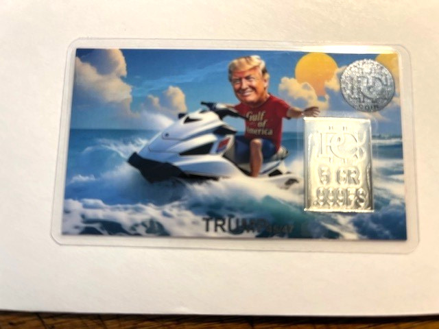 Trump 5-Grain .999 Silver Bar/Card/Jet-Ski #17947-2