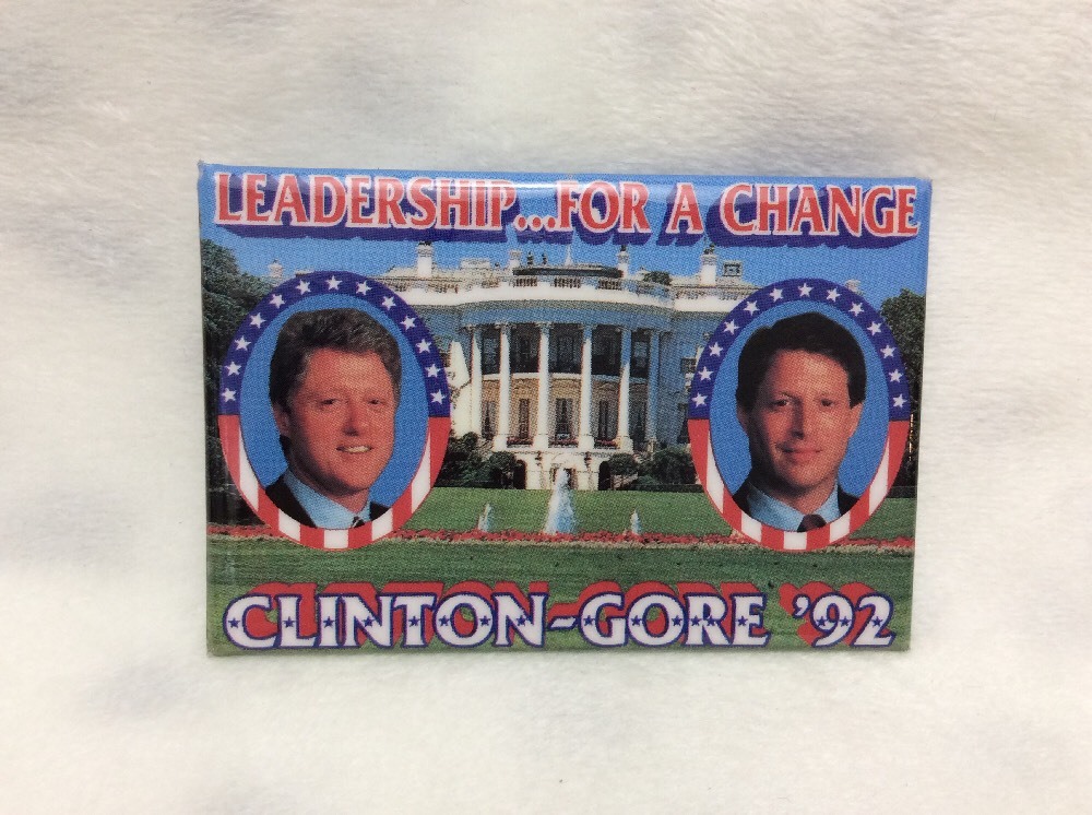 1992 Bill Clinton Al Gore “Leadership For A Change” Pinback Button