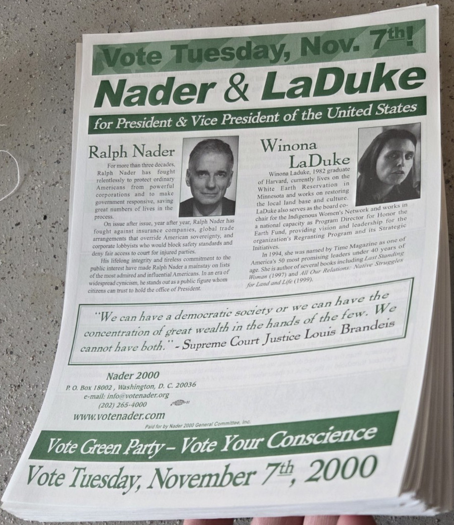 Dealers Lot 198 Ralph Nader VTG c. 2000 Flyers Green Party Presidential Ephemera