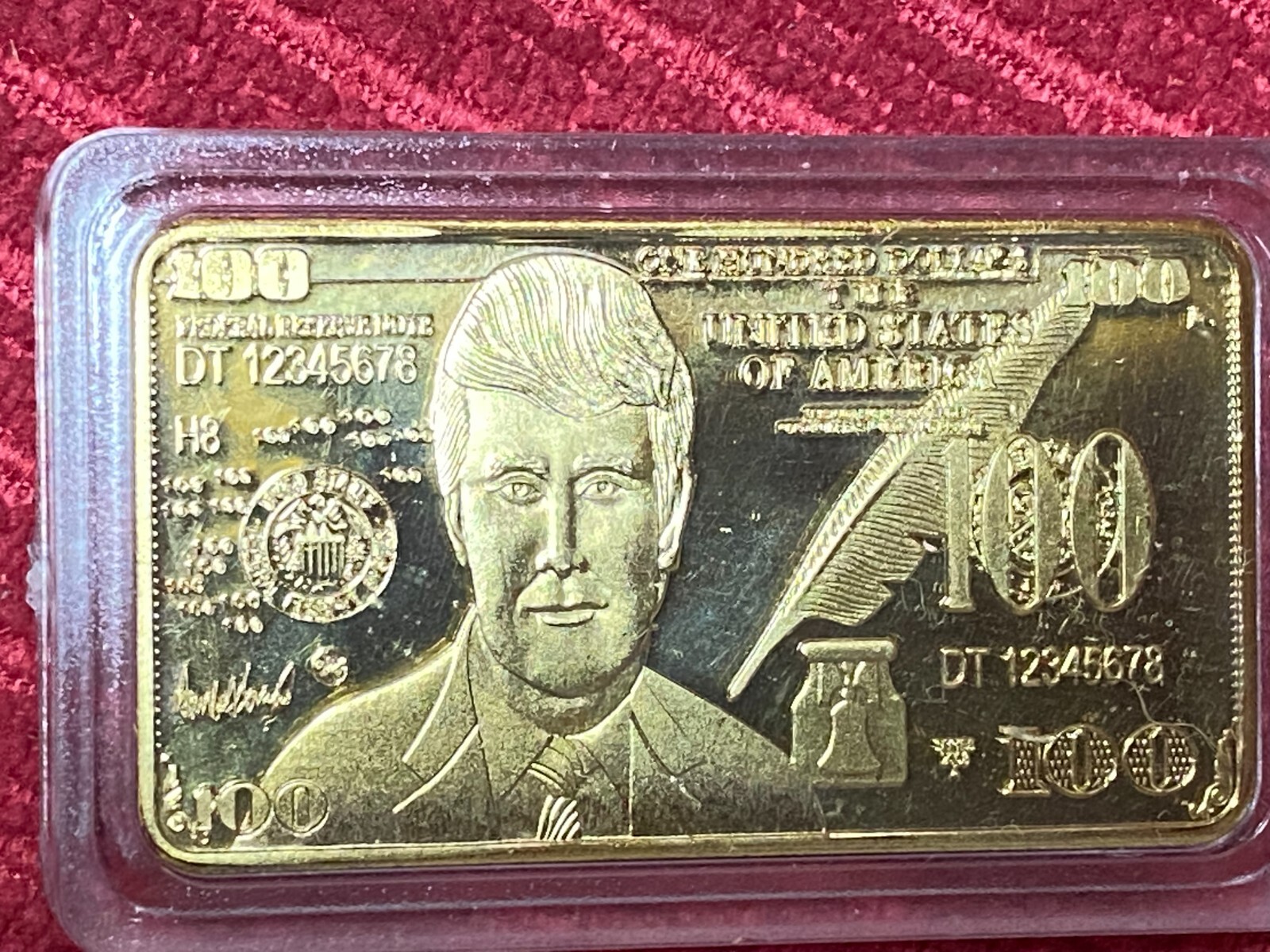 Donald Trump 24K Gold Plated $100 Bar – Collectible Coin/Bar In Protective Case