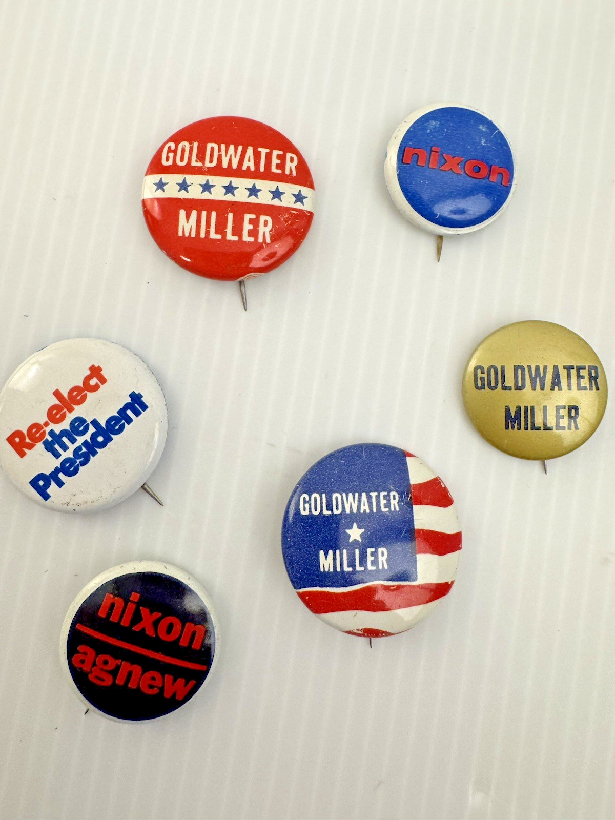 Vintage – Mixed Lot of 6 Nixon Agnew Goldwater Political Campaign Buttons -NICE!