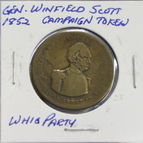 1852 Winfield Scott William Graham Whig Party Presidential Campaign Token