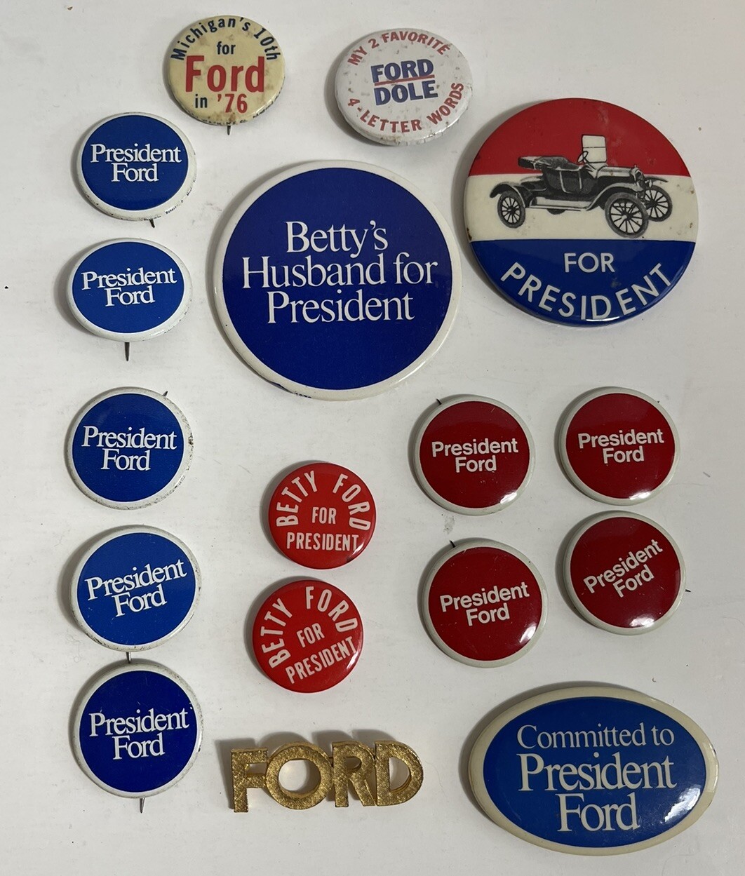 President Ford And Betty Campaign Buttons Different Eras