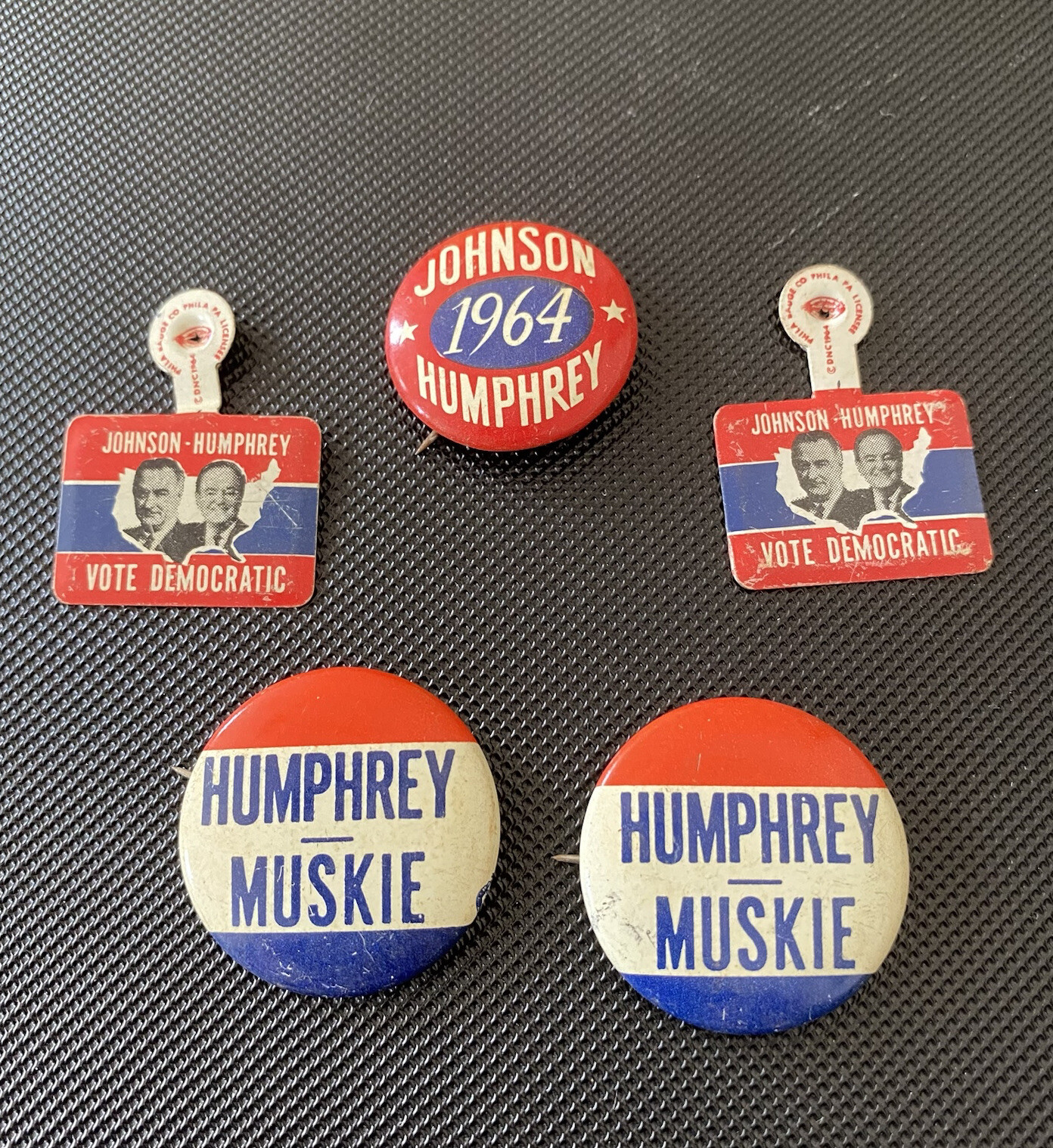 1960s Political Campaign Buttons Pins Lot Hubert Humphrey Johnson Muskie