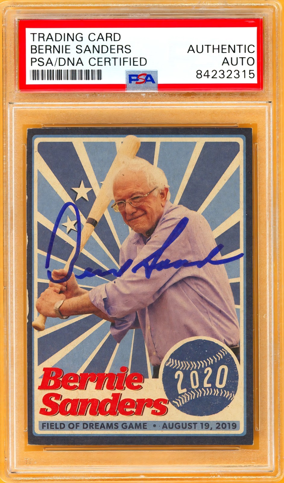 BERNIE SANDERS 2019-20 FIELD OF DREAMS IOWA CAUCUS #46 PSA CERTIFIED AUTO POP: 1