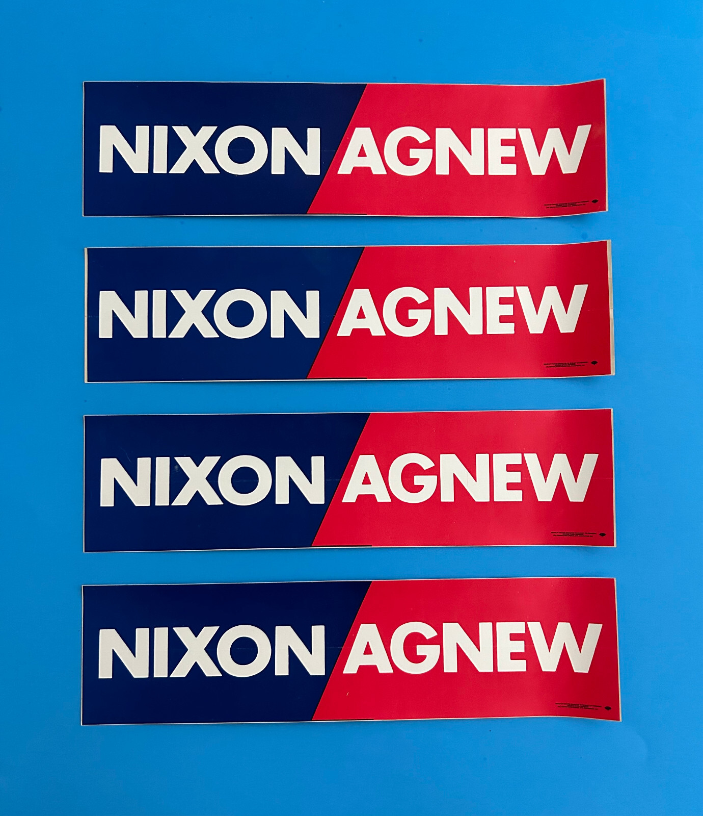 Nixon Agnew 1972 Presidential Re-election Campaign Bumper Stickers (4)