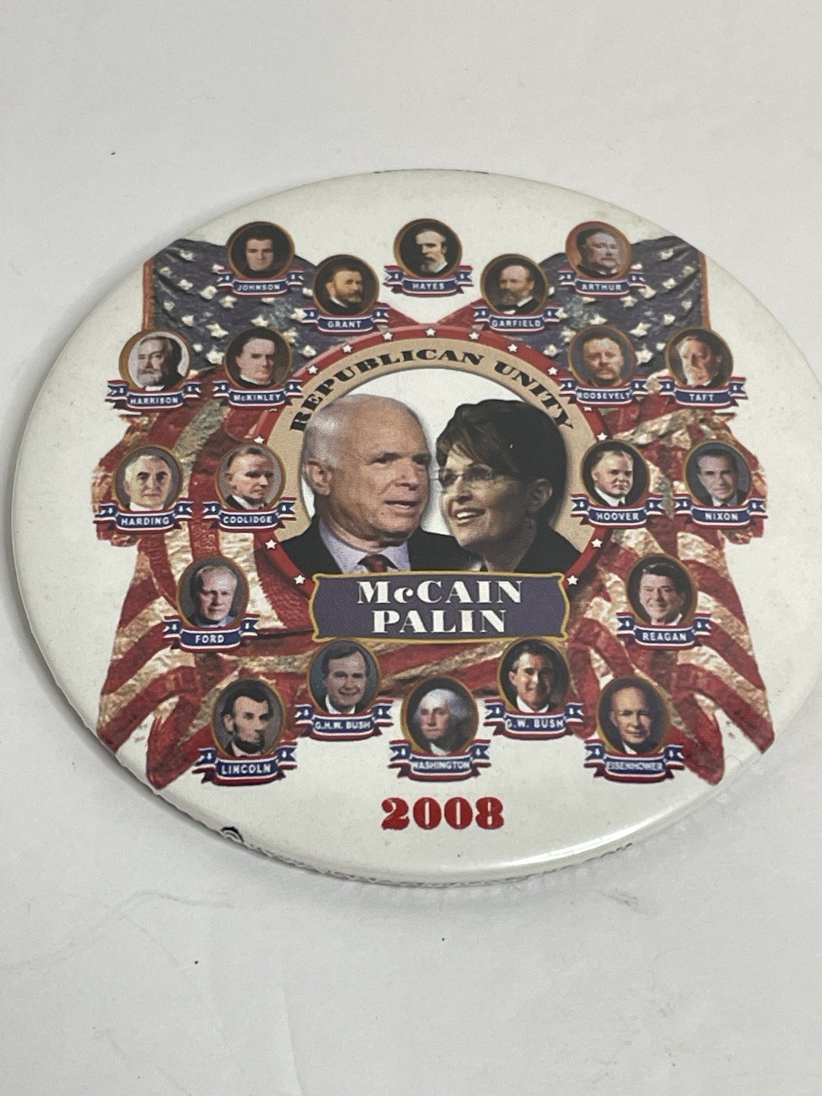 2008 JOHN MCCAIN SARAH PALIN campaign pin pinback button political presidential