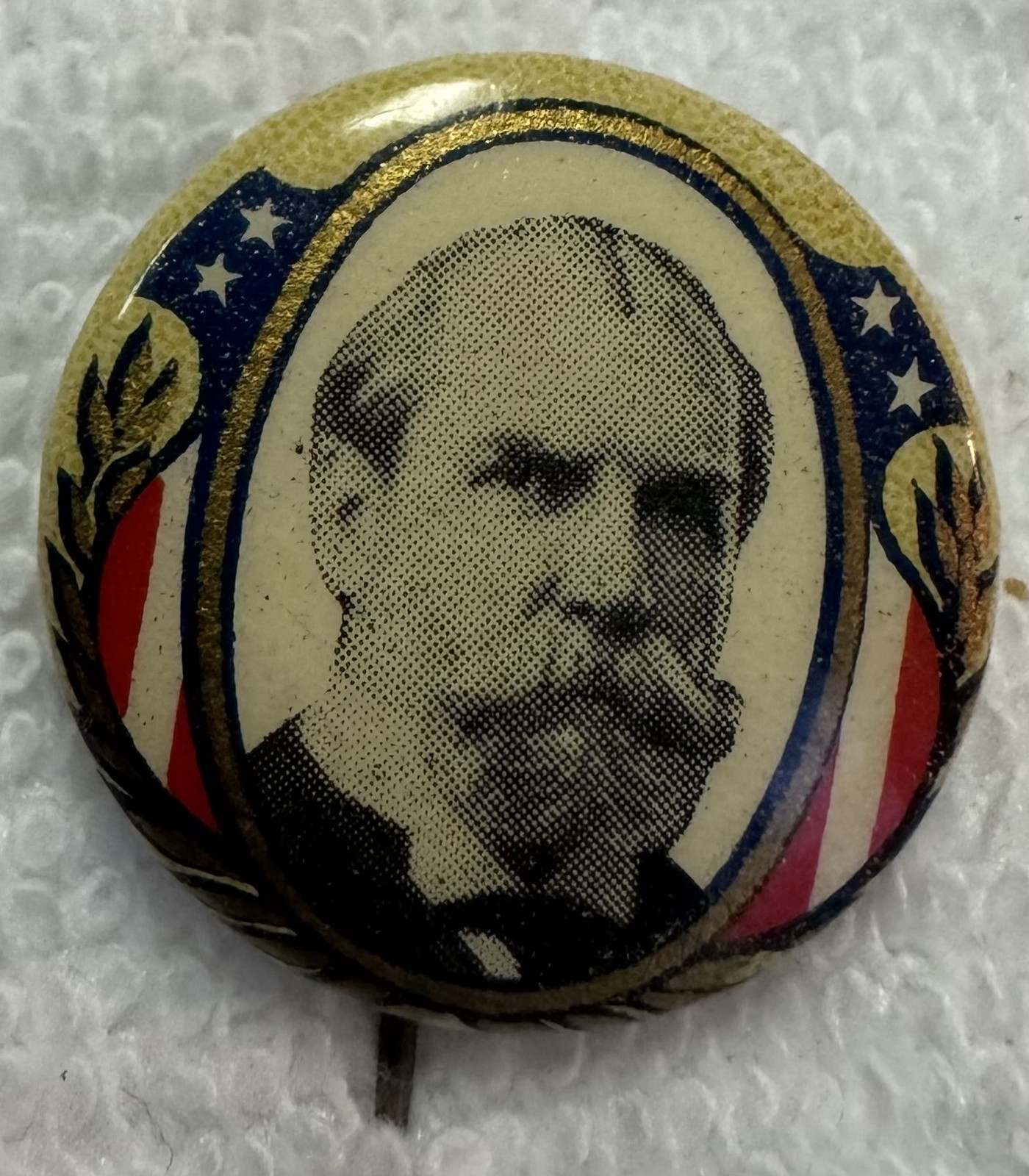 1916 CHARLES EVAN HUGHES 7/8″ GRAPHIC & COLORFUL PICTORIAL CAMPAIGN BUTTON-MINT!