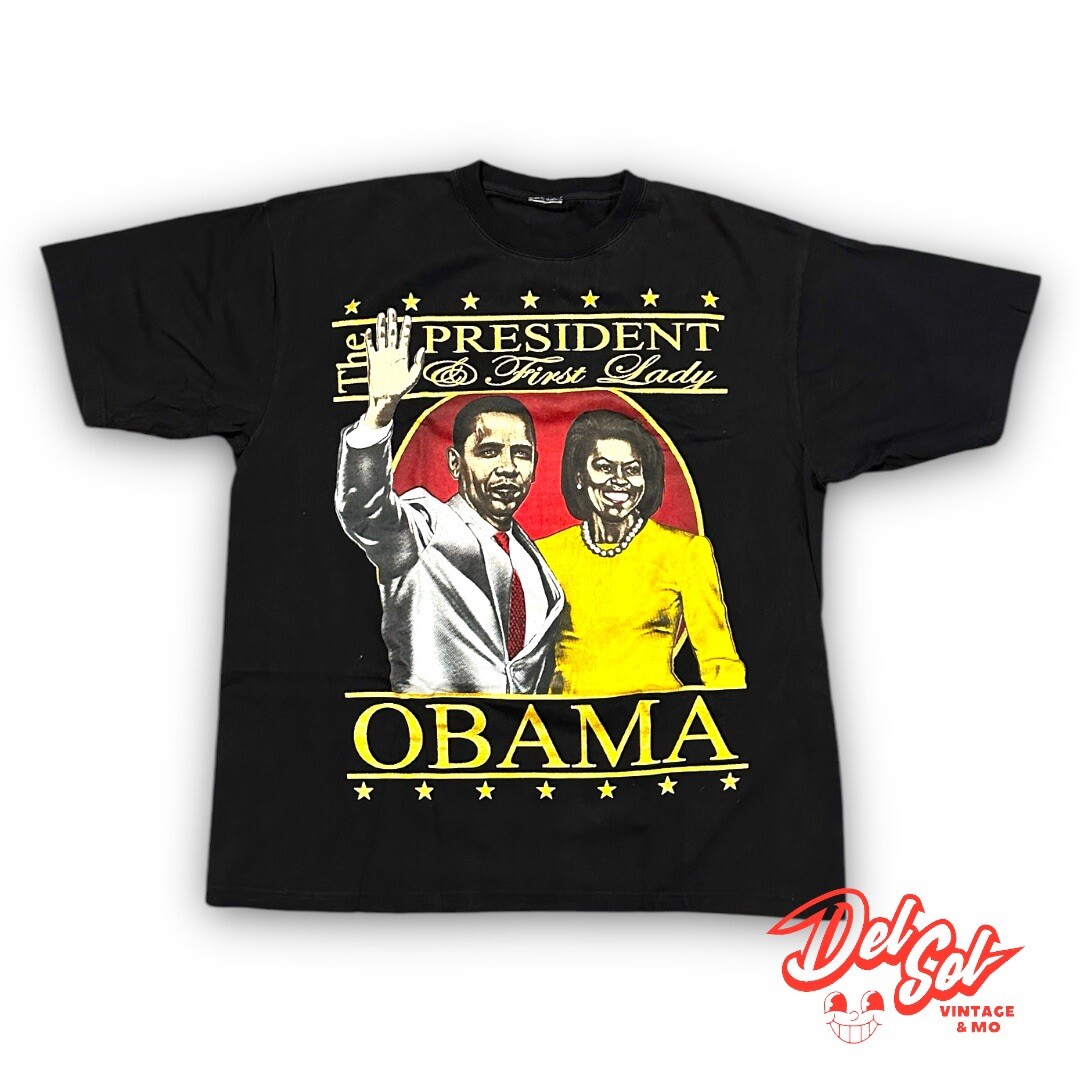 “THE PRESIDENT & FIRST LADY” {Black} “BARACK & MICHELLE OBAMA” T-Shirt, XL