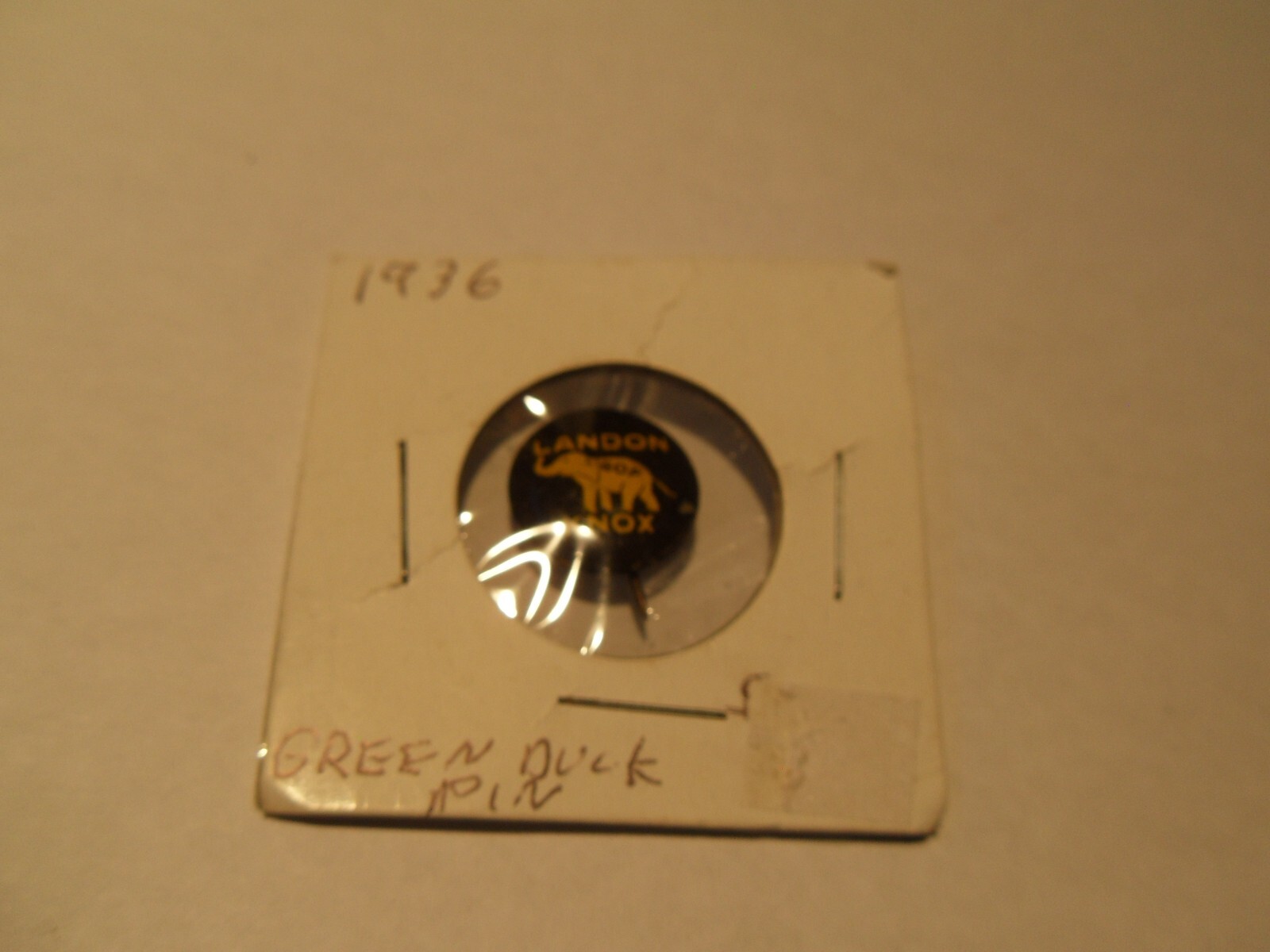 Landon Knox 1936 Vintage GOP Elephant Pin Back Button 3/4″