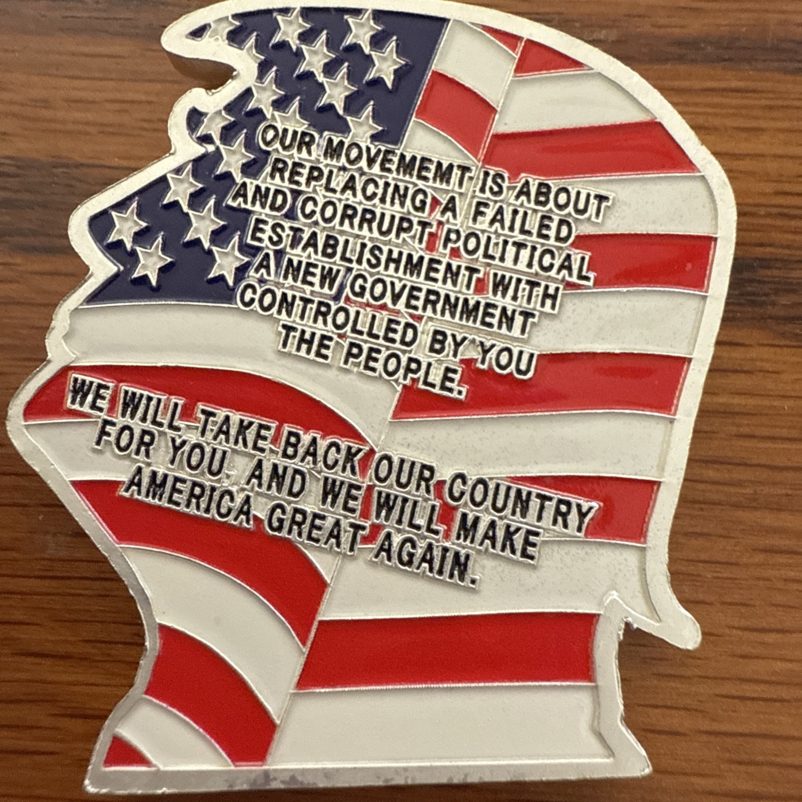 US President Donald Trump Head figurine Silver Plated Novelty Badge Coin