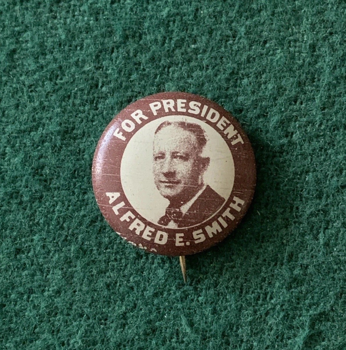 Alfred SMITH 1928 Presidential Campaign Political Pinback Button Pin, Greenduck