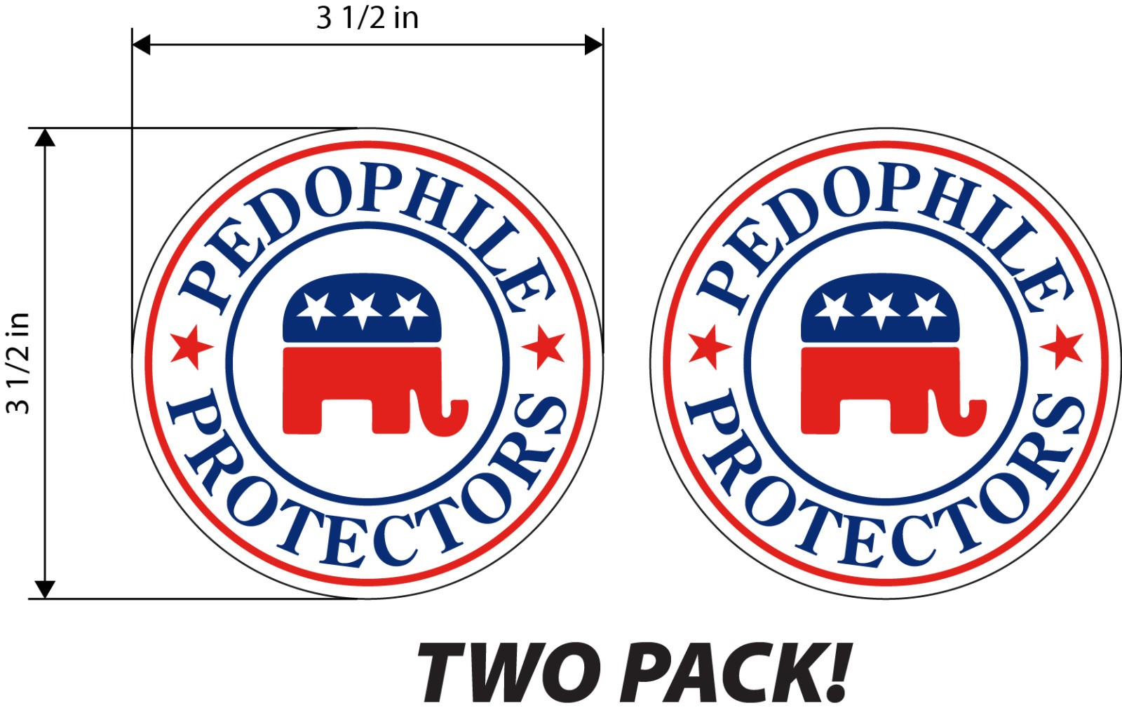 Pedophile Protector (Republican) – 2 PACK-Trump Epstein -Printed Decal / Sticker