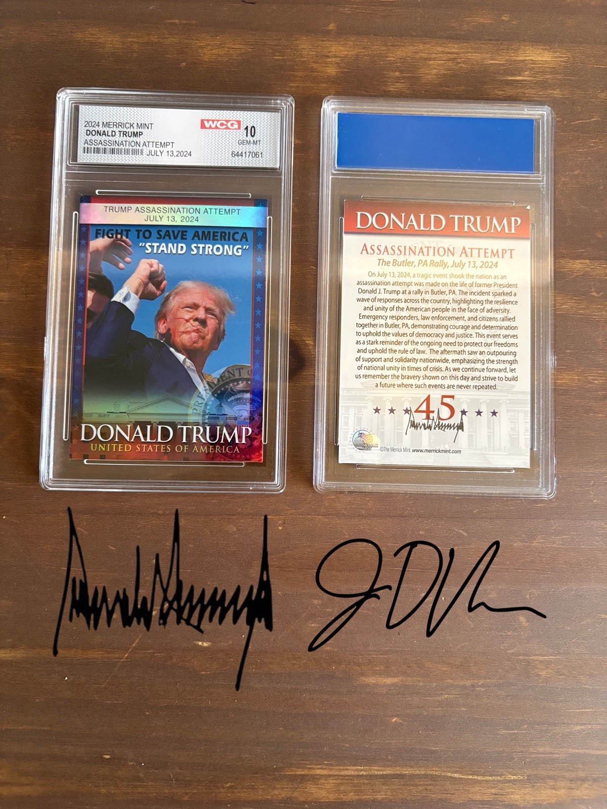 Donald Trump “Assassination Attempt” Trading Card With Acrylic Case