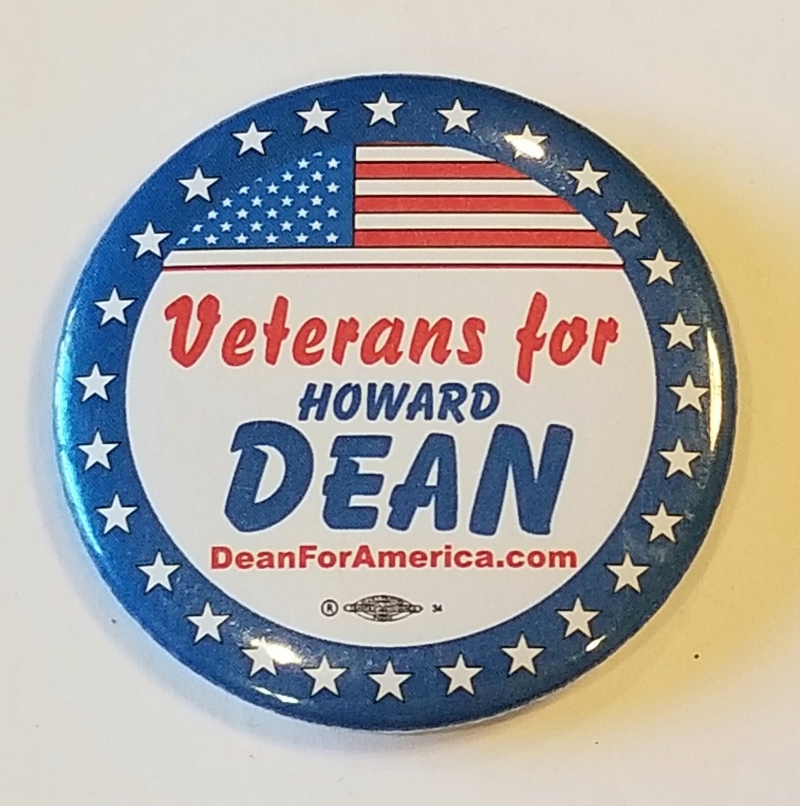Howard Dean Veterans America Pin Political President Election Campaign Button