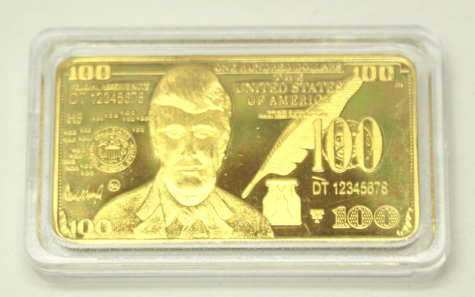 President Trump $100 Banknote Bullion Bar 24kt Gold Plated