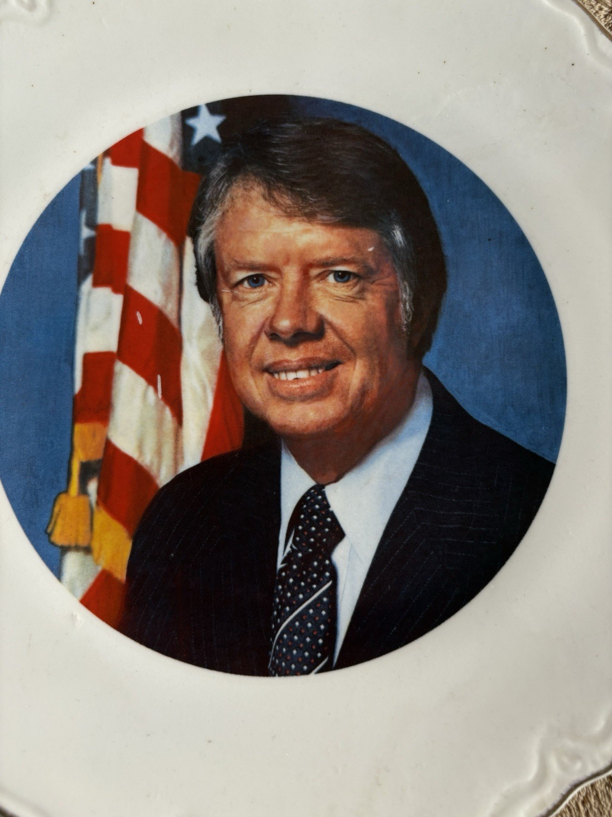 Vintage James Earl Jimmy Carter Presidential Commemorative Plate With Gold Trim