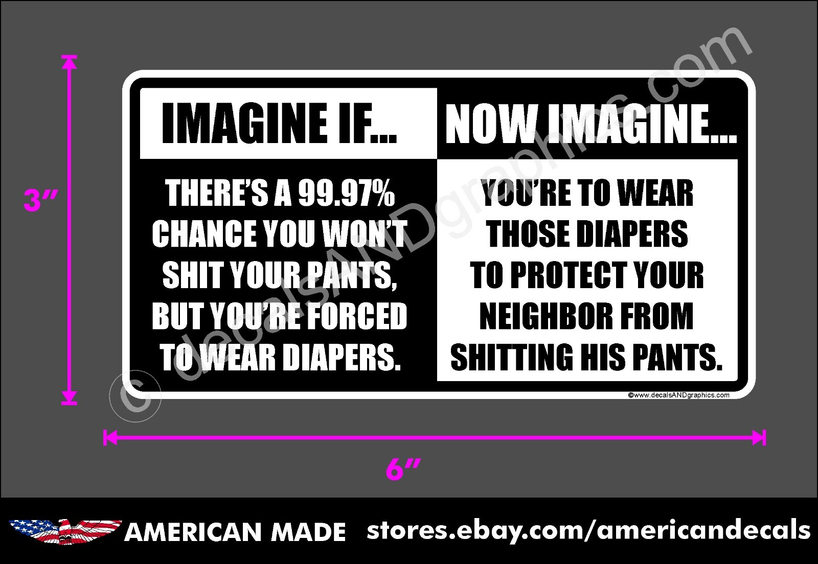 TRUMP 2024 STICKER IMAGINE IF DIAPERS ANTI DEMOCRAT DECAL WINDOW