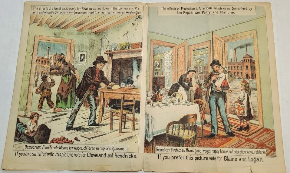 1884 United States Presidential Election Republican Broadside Colorful, Tariffs