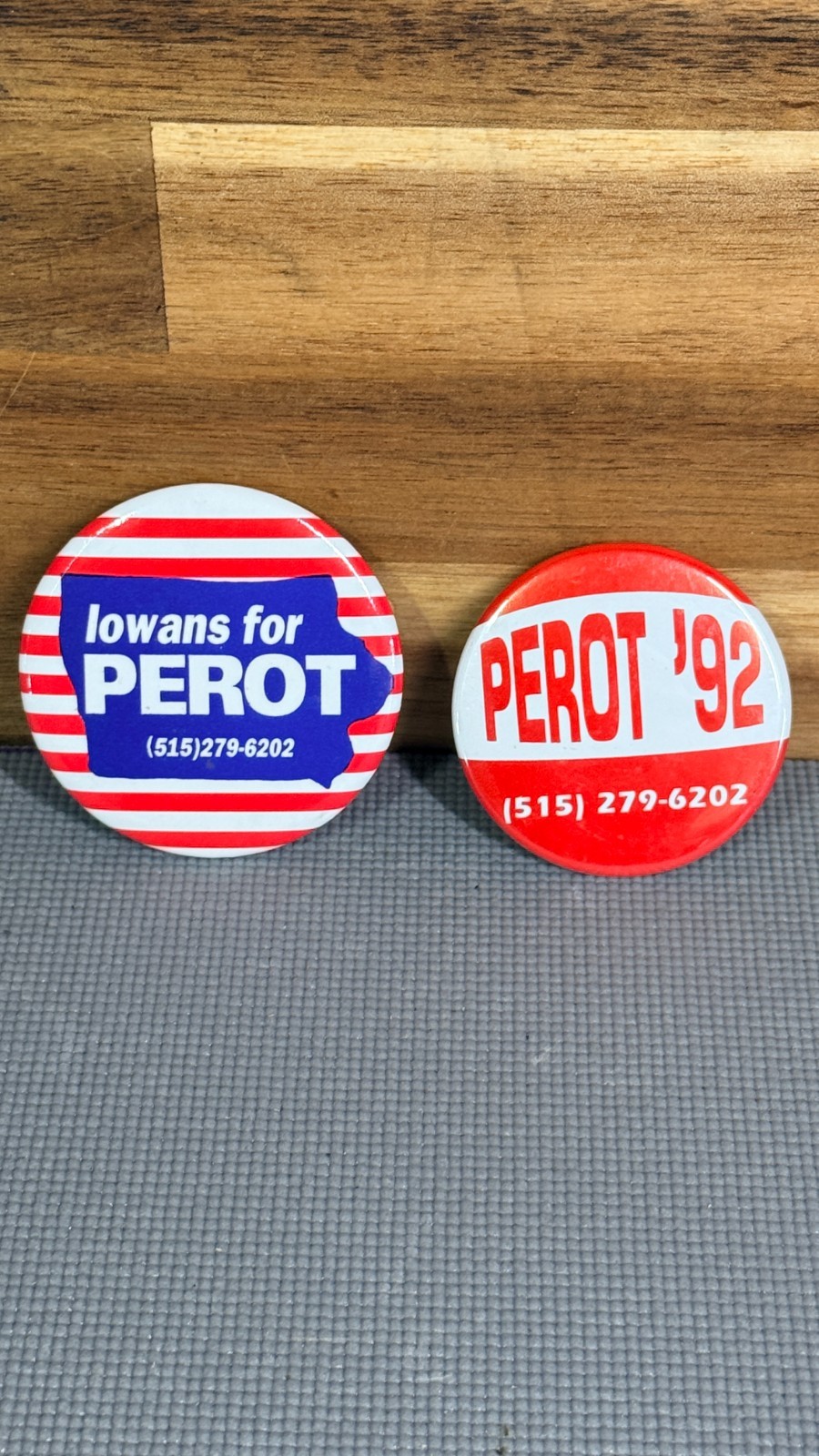 Lot of 2 Ross Perot 1992 Campaign Buttons Iowans for Perot Political Pins