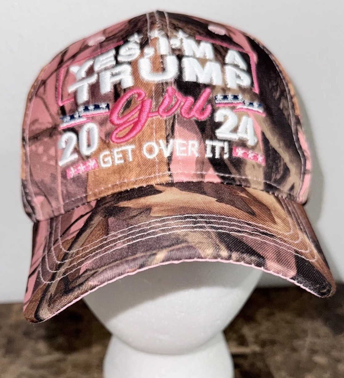 DONALD TRUMP 2024 Yes, I’m a Trump Girl Ladies Pink Camouflage Baseball Hat Cap