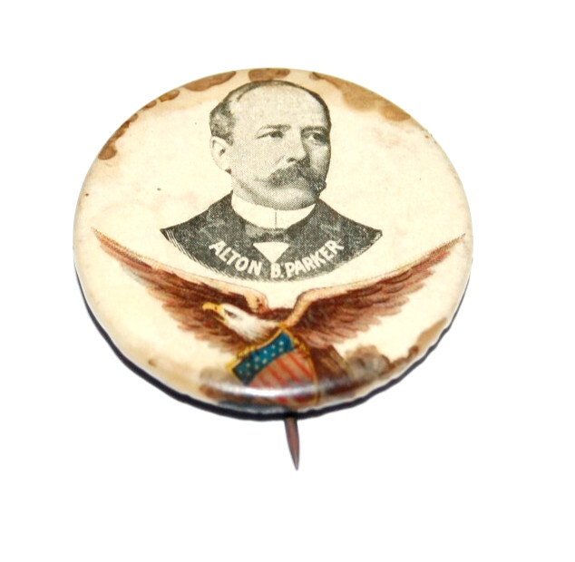 1904 ALTON PARKER 1.25″ PRESIDENT campaign pin pinback button EAGLE SHIELD