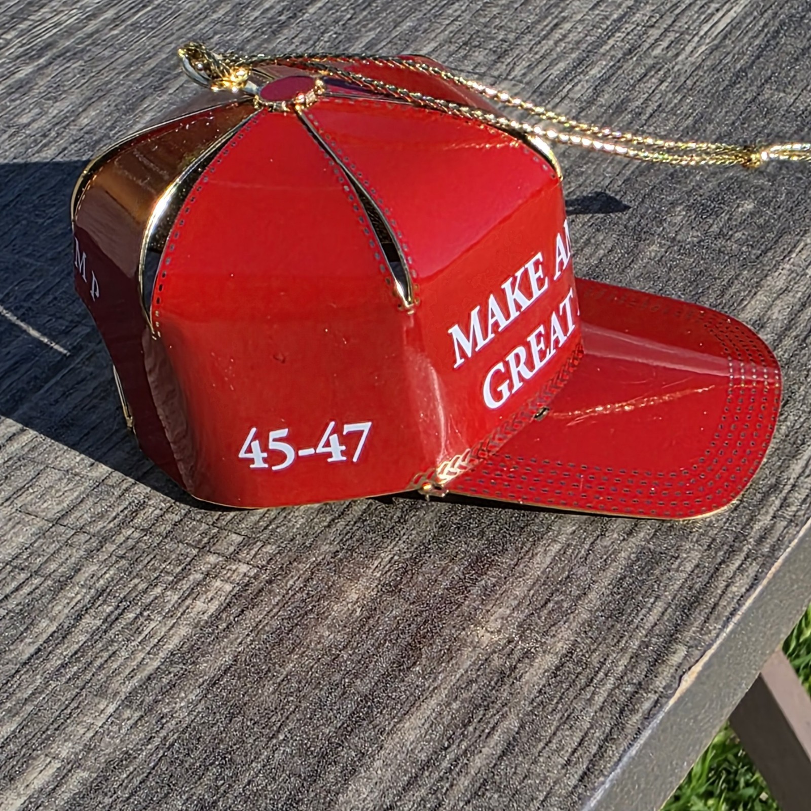 NEW Trump Christmas Ornament Metal Red Hat MAKE AMERICA GREAT AGAIN Maga NIB